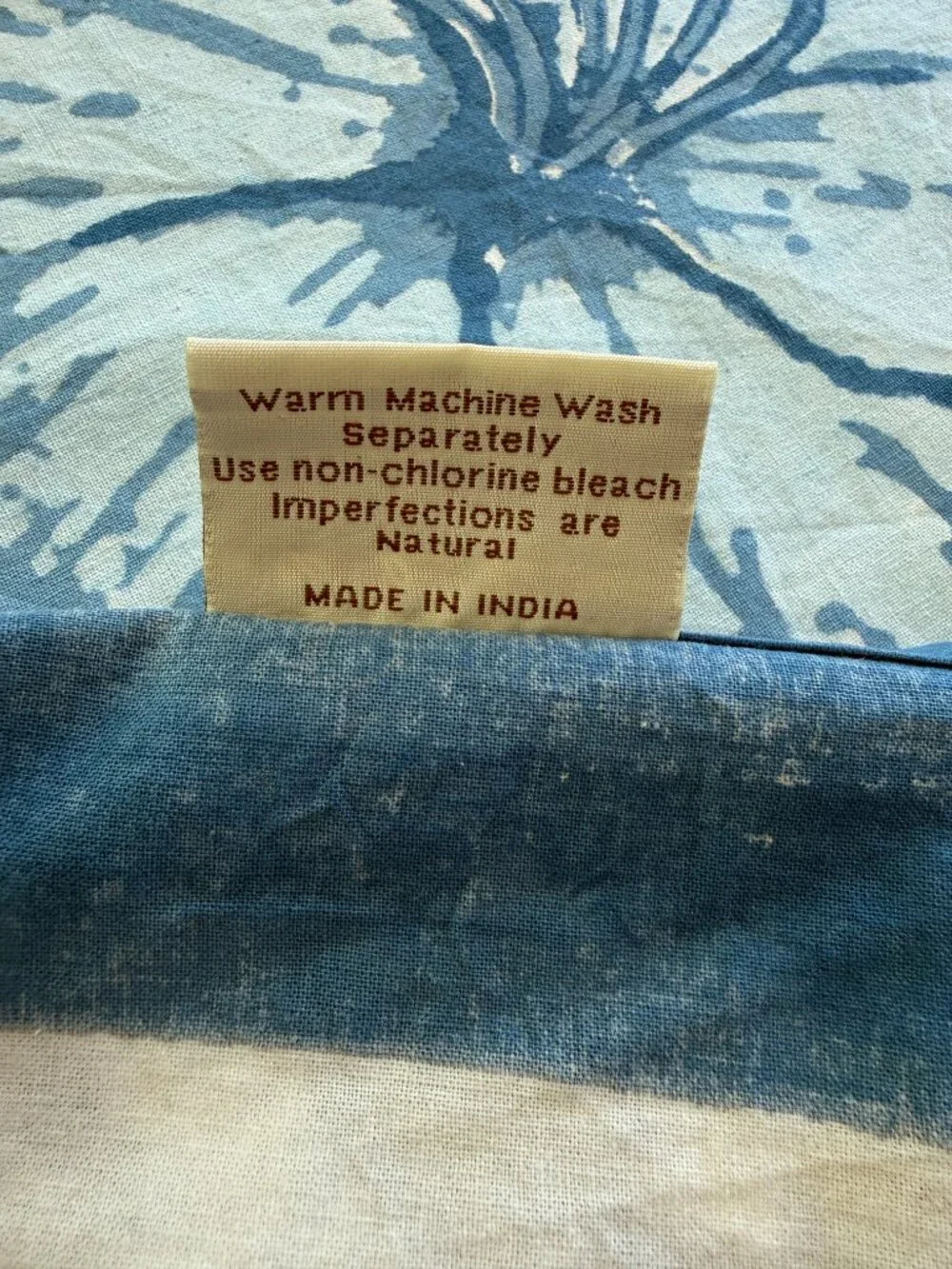 Vintage Couleur Nature by Bruno Lamy Tablecloth 59x59 Blue Hibiscus Hand Block